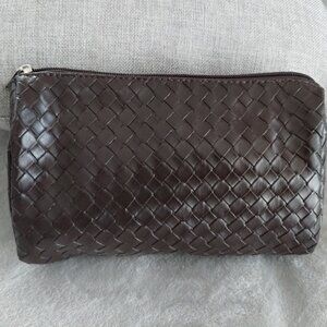 Woven Brown Nordstrom Vanity Make-up Bag Clutch